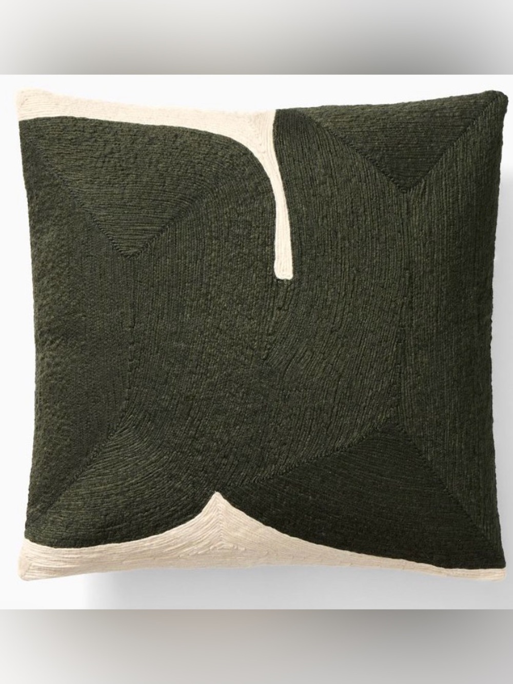 West Elm Olive and Cream Textured Throw Pillow